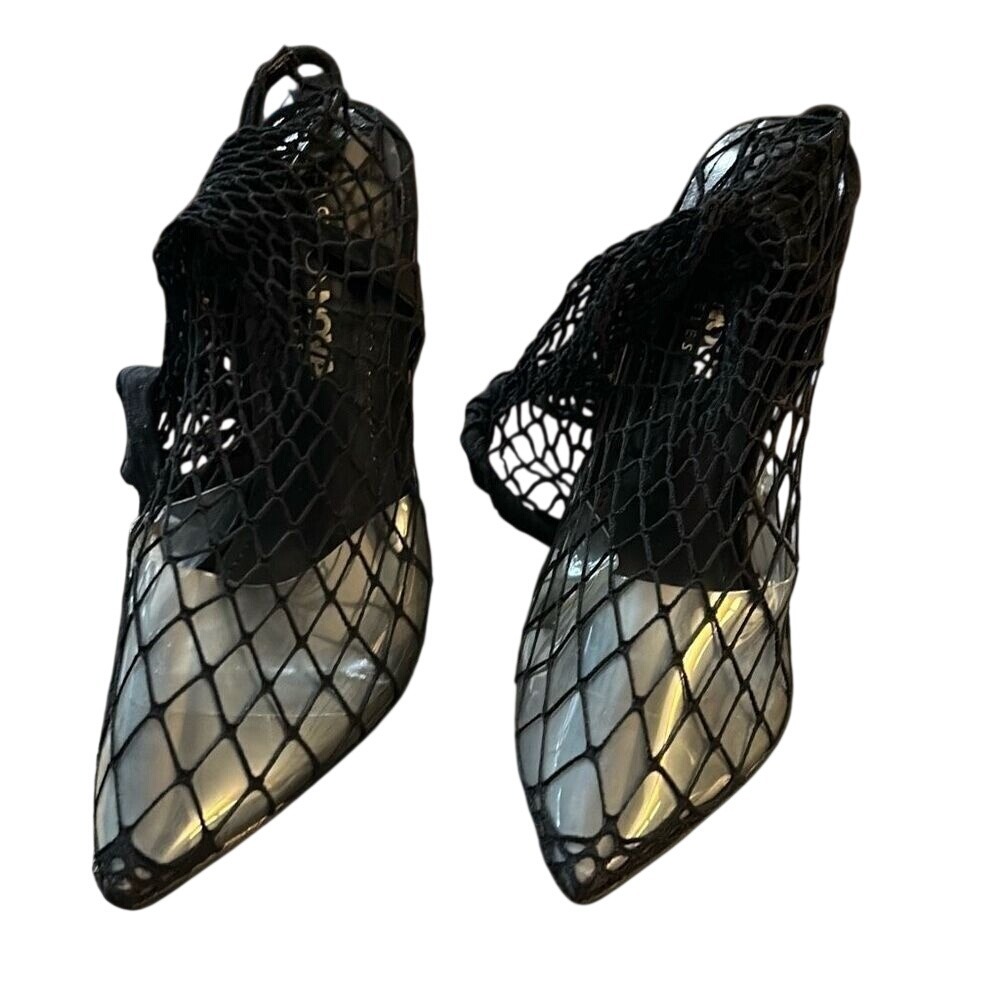 Fashion Nova Women's Black Courts Fishnet Heels Size 6.
